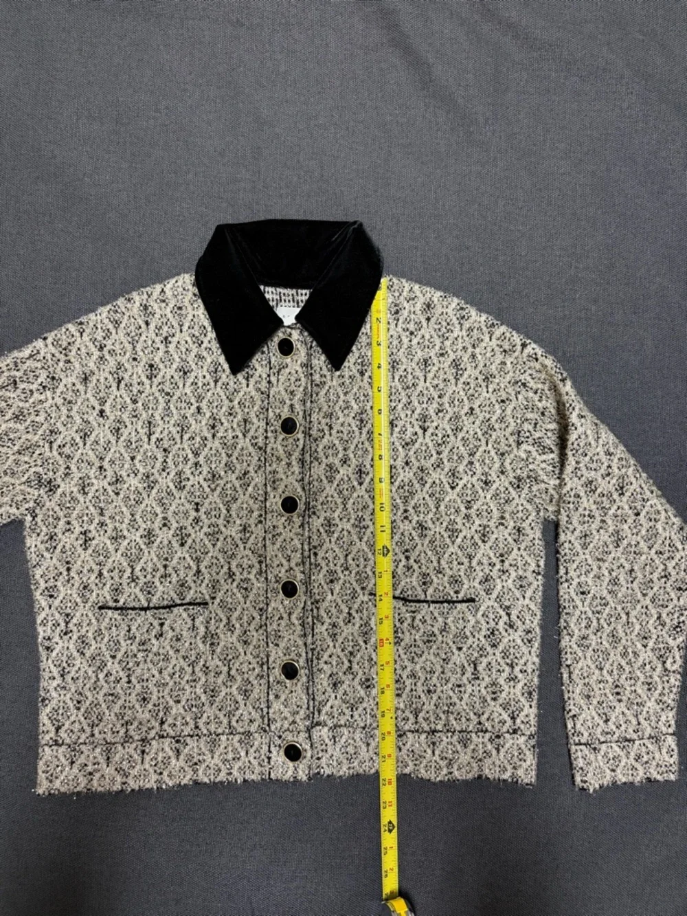 Sandro Jazy Contrast Collar Wool-Lurex Tweed Jacket , NWT - Picture 3 of 11